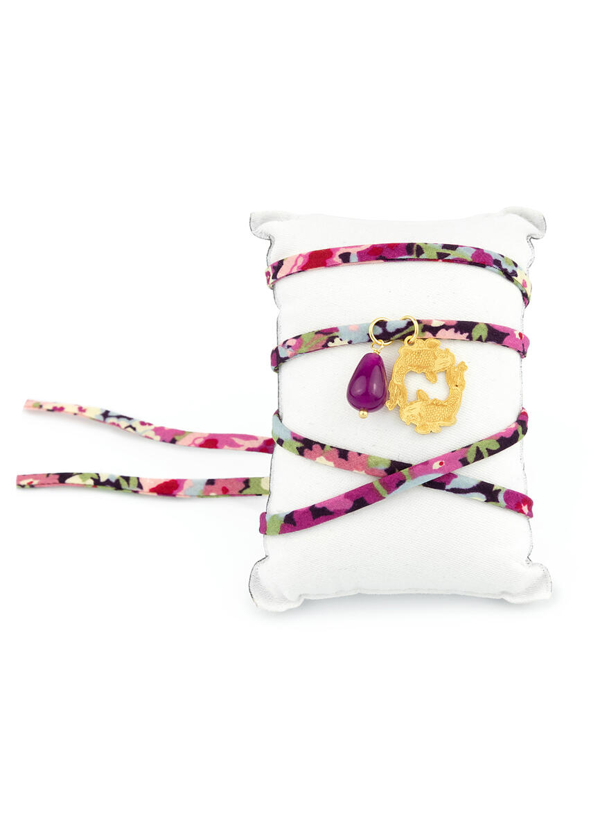 Bracciale/collana Tessuto Fiori Carpe Fucsia - Lebole Maison