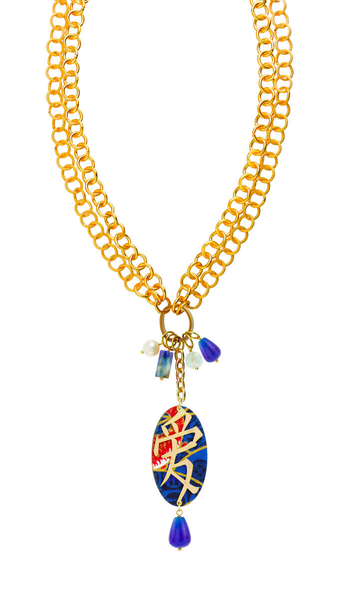 Collana Doppia Kanji Amore Blu - Lebole Maison