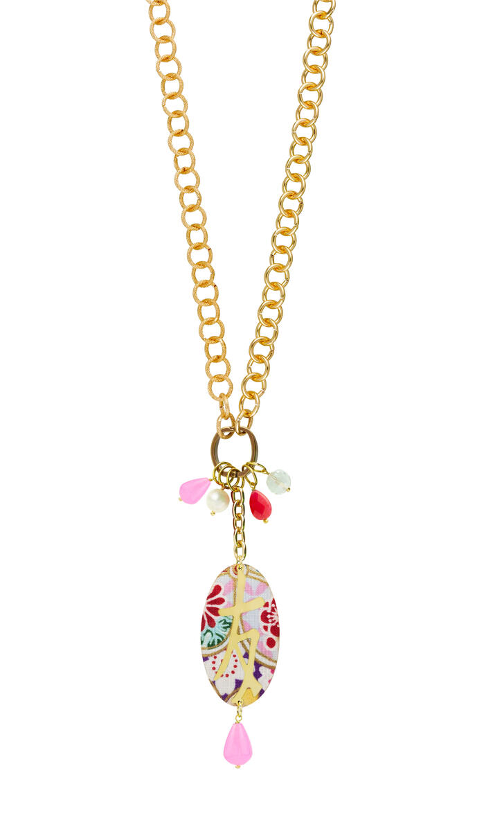 Collana Doppia Kanji Amicizia Rosa Fluo - Lebole Maison