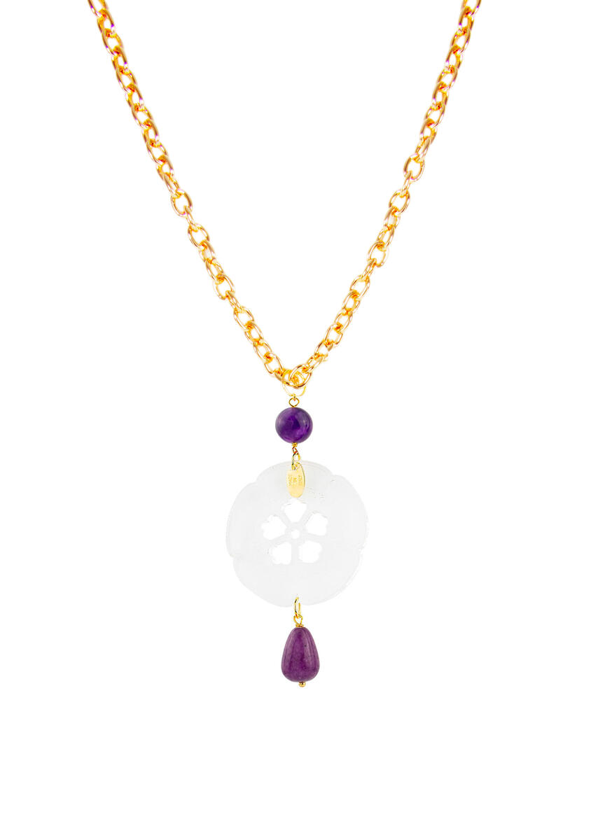 Collana Kamon Fiore Plexi Trasparente Viola - Lebole Maison