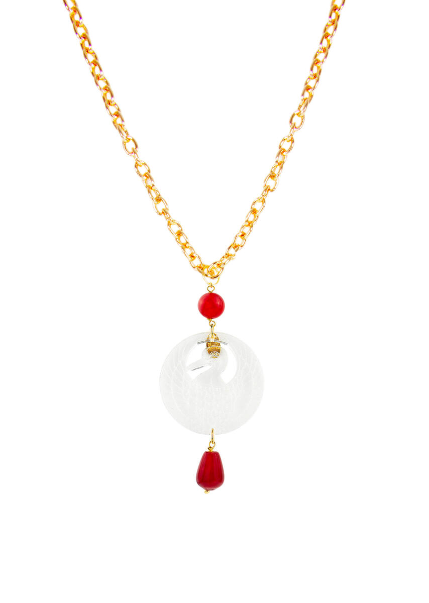 Collana Kamon Gru Plexi Trasparente Rubino - Lebole Maison