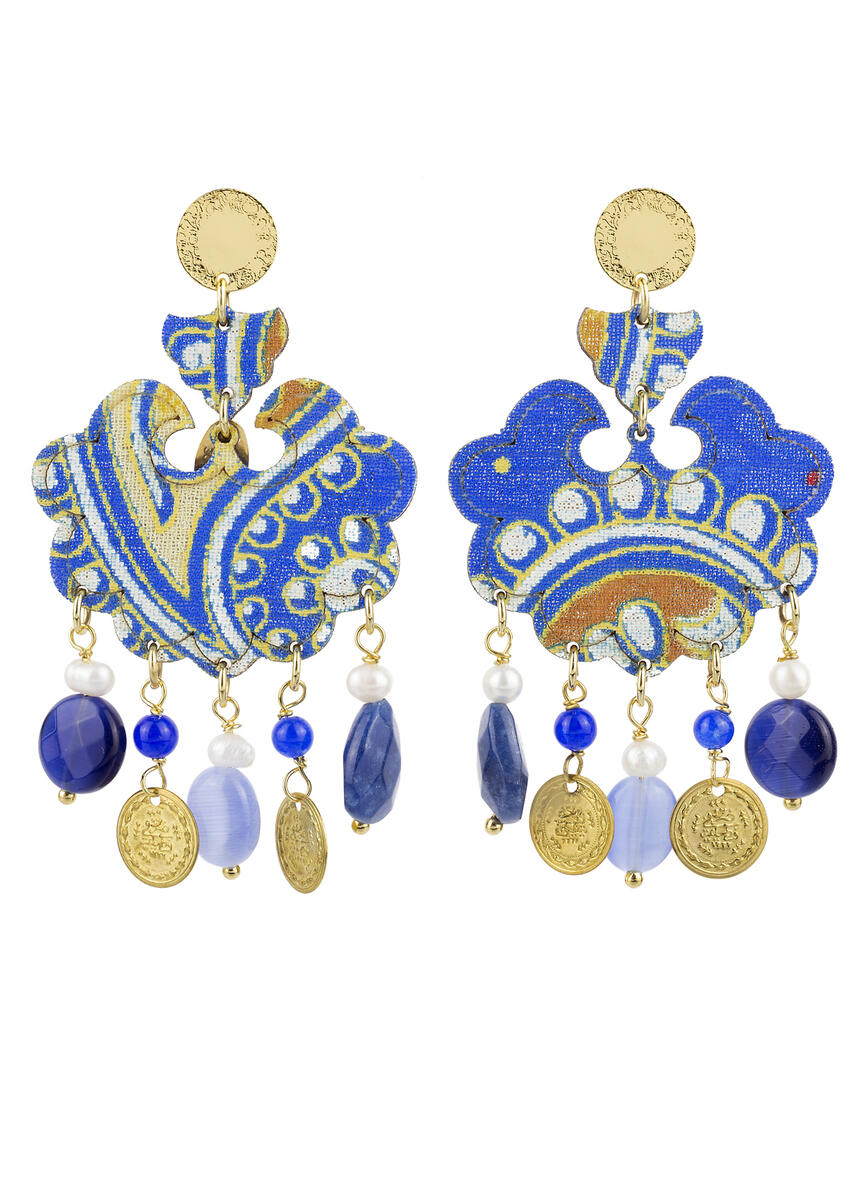 Orecchini Fiore Grande Azzurro - Lebole Maison