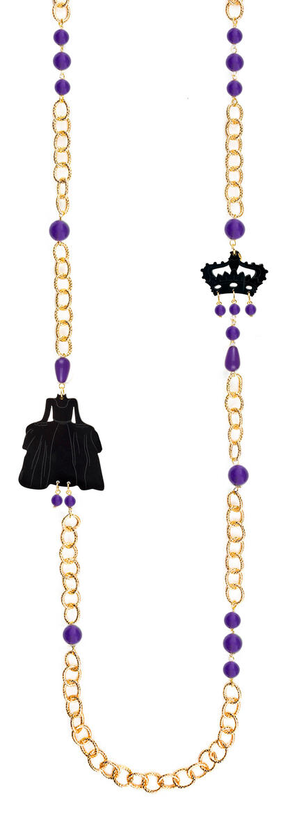 Collana Lebolina Dama Plexi Nero Viola - Lebole Maison