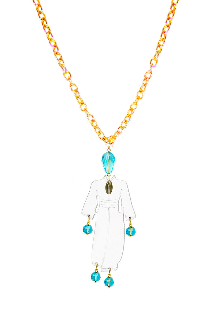 Kimono Necklace Plexi Transparent Light Blue - Lebole Maison
