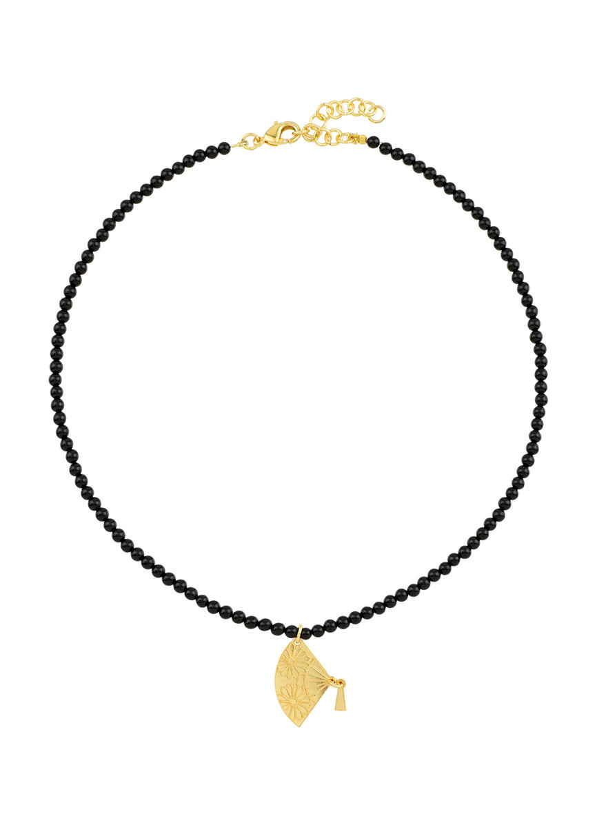 Fan Choker Necklace Stones Black - Lebole Maison