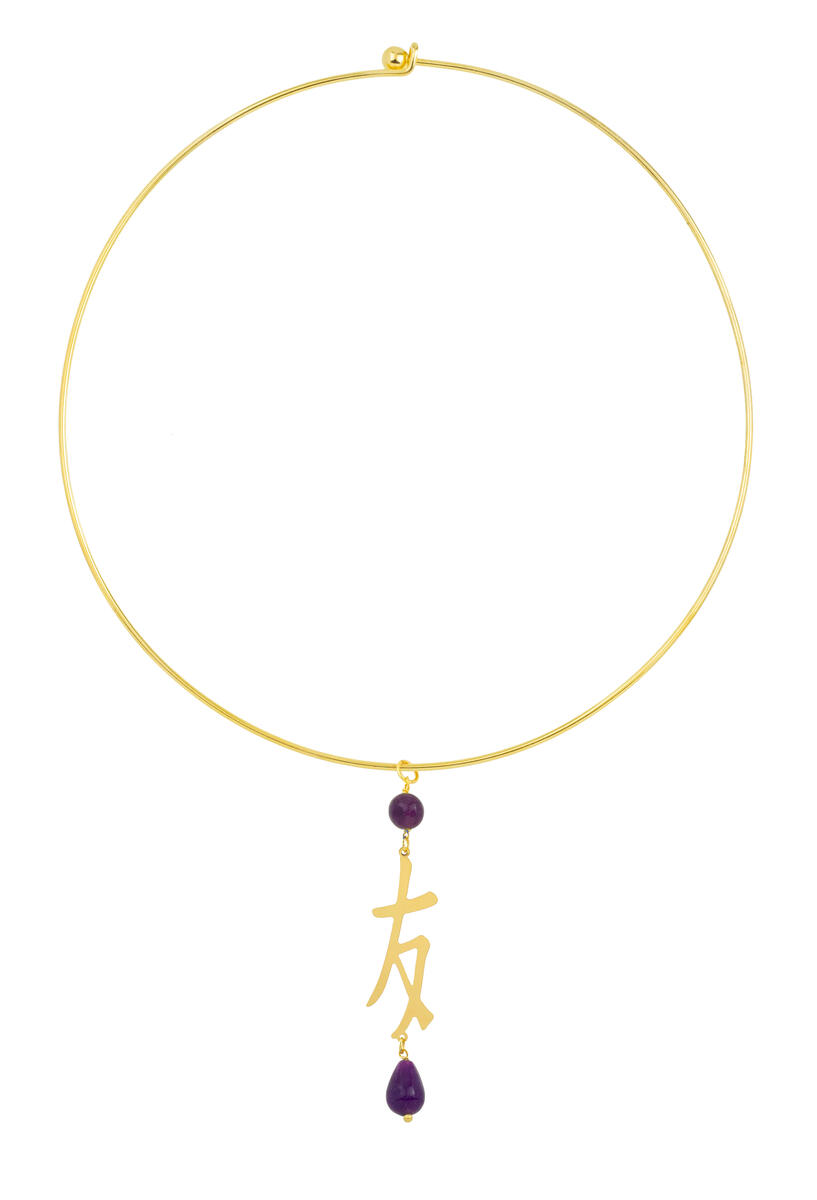 Collana Rigida Kanji Amicizia Oro Viola - Lebole Maison