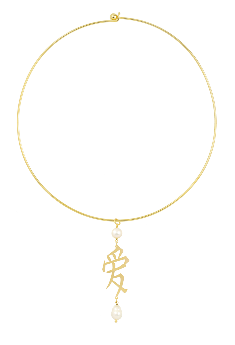 Collana Rigida Kanji Amore Oro Perla - Lebole Maison