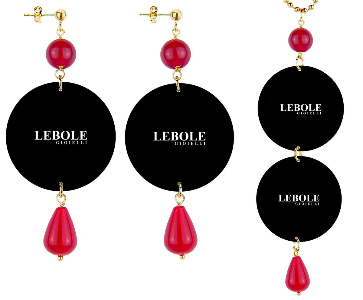 Classic Ruby Elephant Necklace And Earrings Set - Lebole Maison