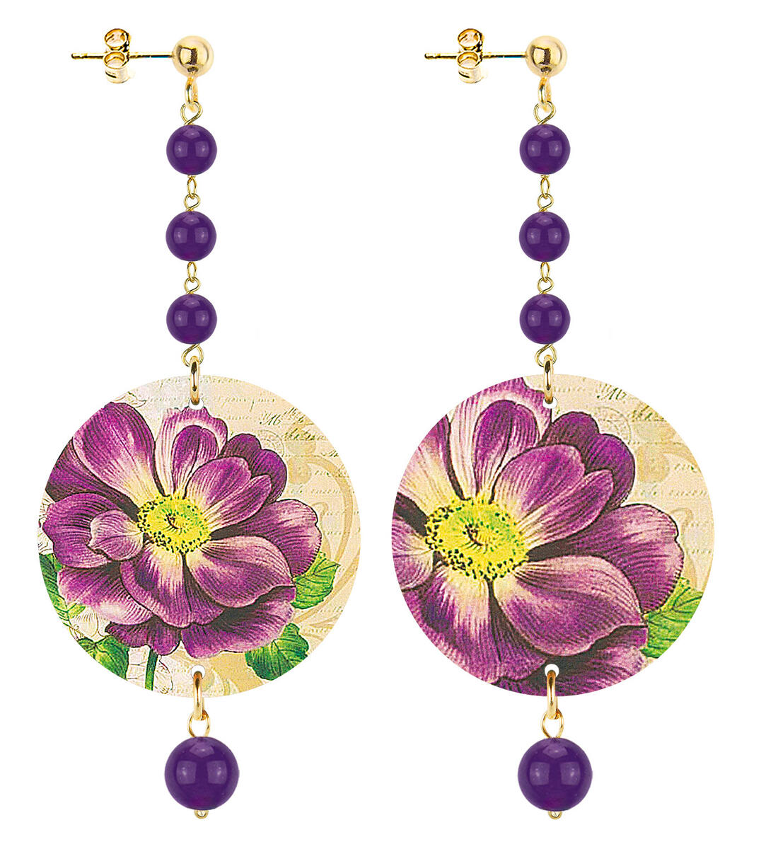 Orecchini Fiore Viola Piccolo Lungo Viola - Lebole Maison