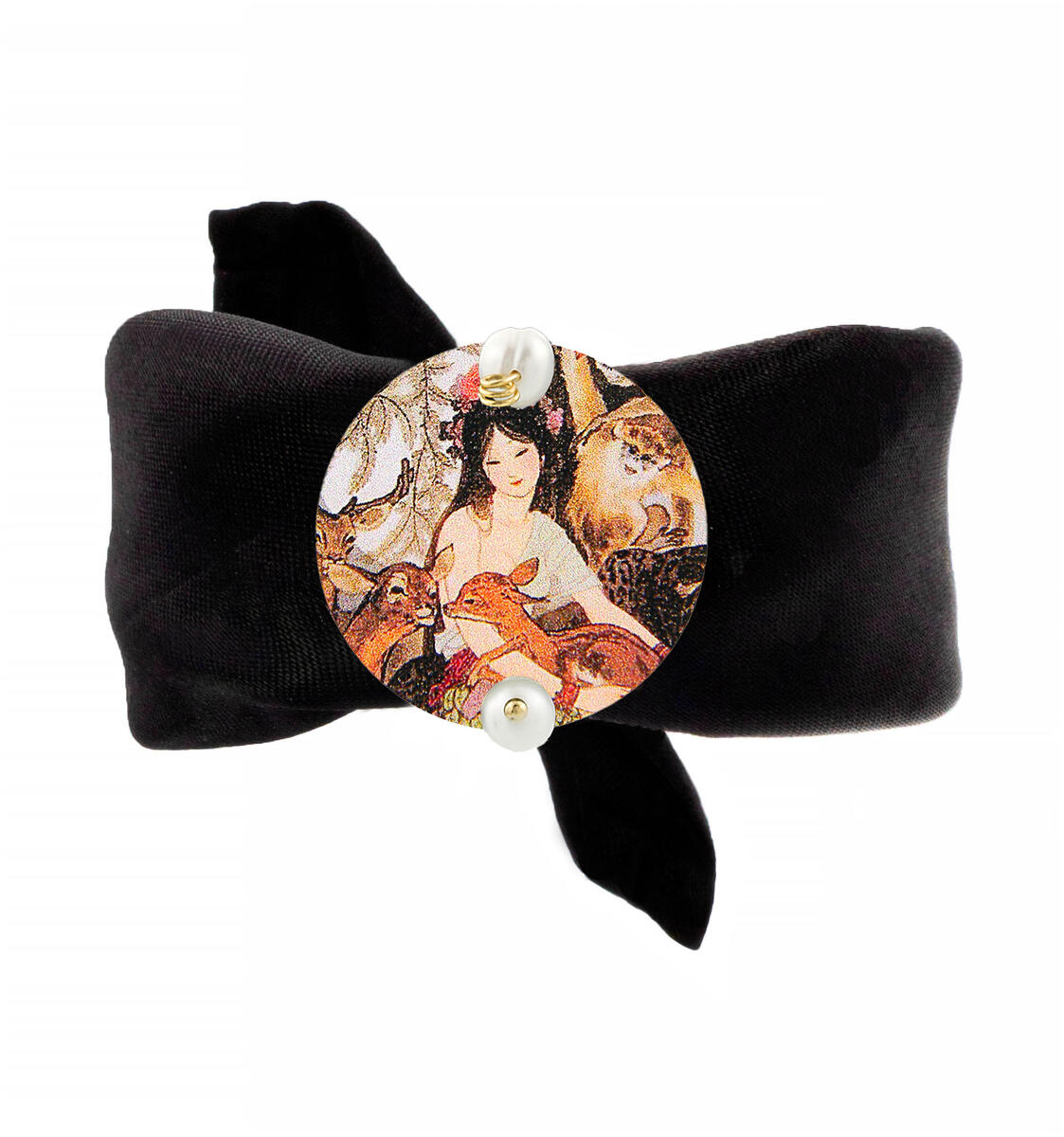 Snow White Small Pearl Black Bracelet - Lebole Maison