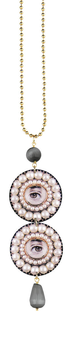 Collana Occhio Perla Grigio Scuro - Lebole Maison
