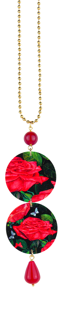 Ruby Red Flower Necklace - Lebole Maison