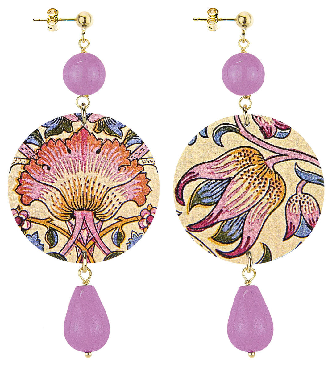 Classic Light Purple Flower Fabric Earrings - Lebole Maison