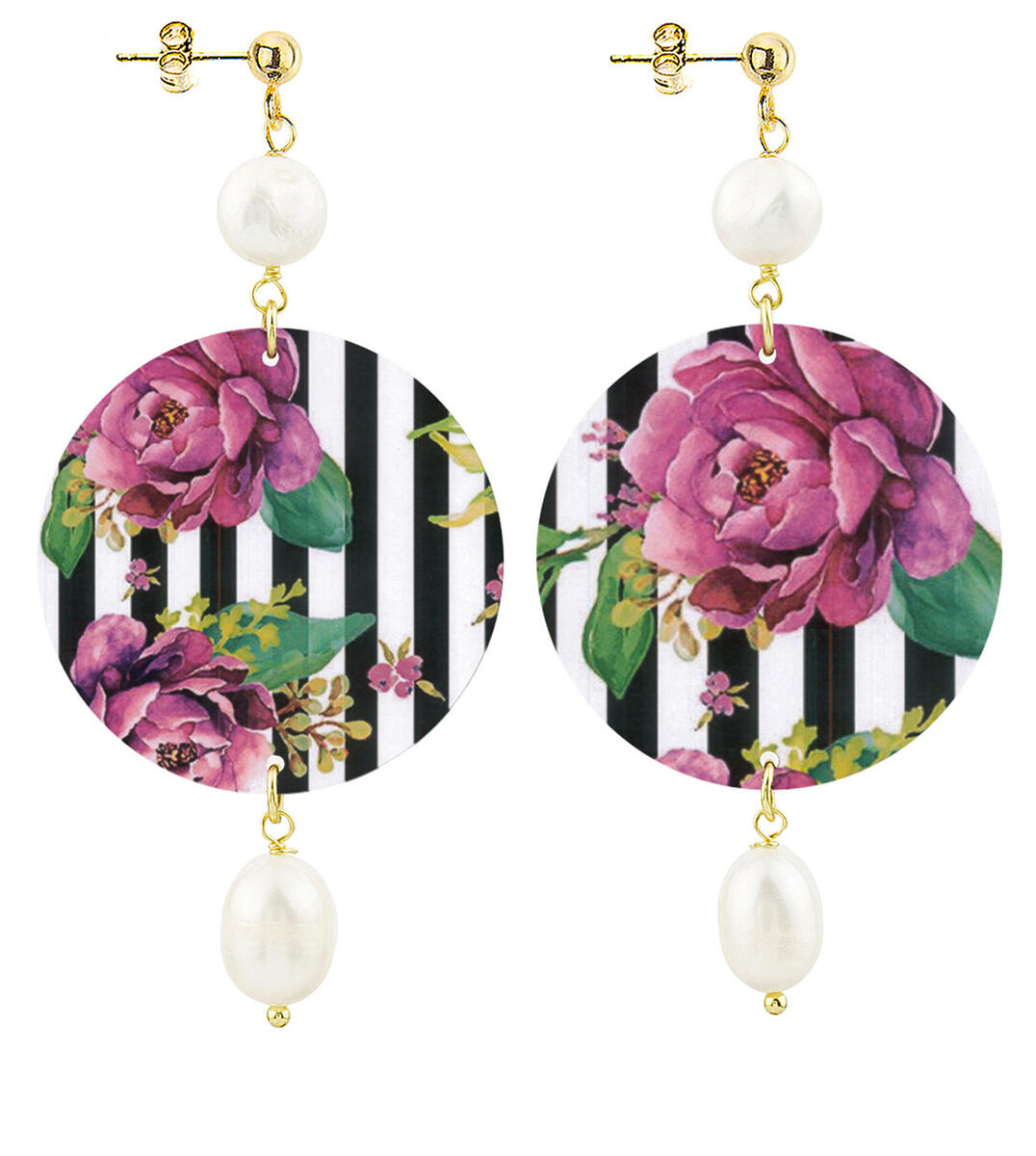 Orecchini Fiori Riga Nera Classico Perla - Lebole Maison