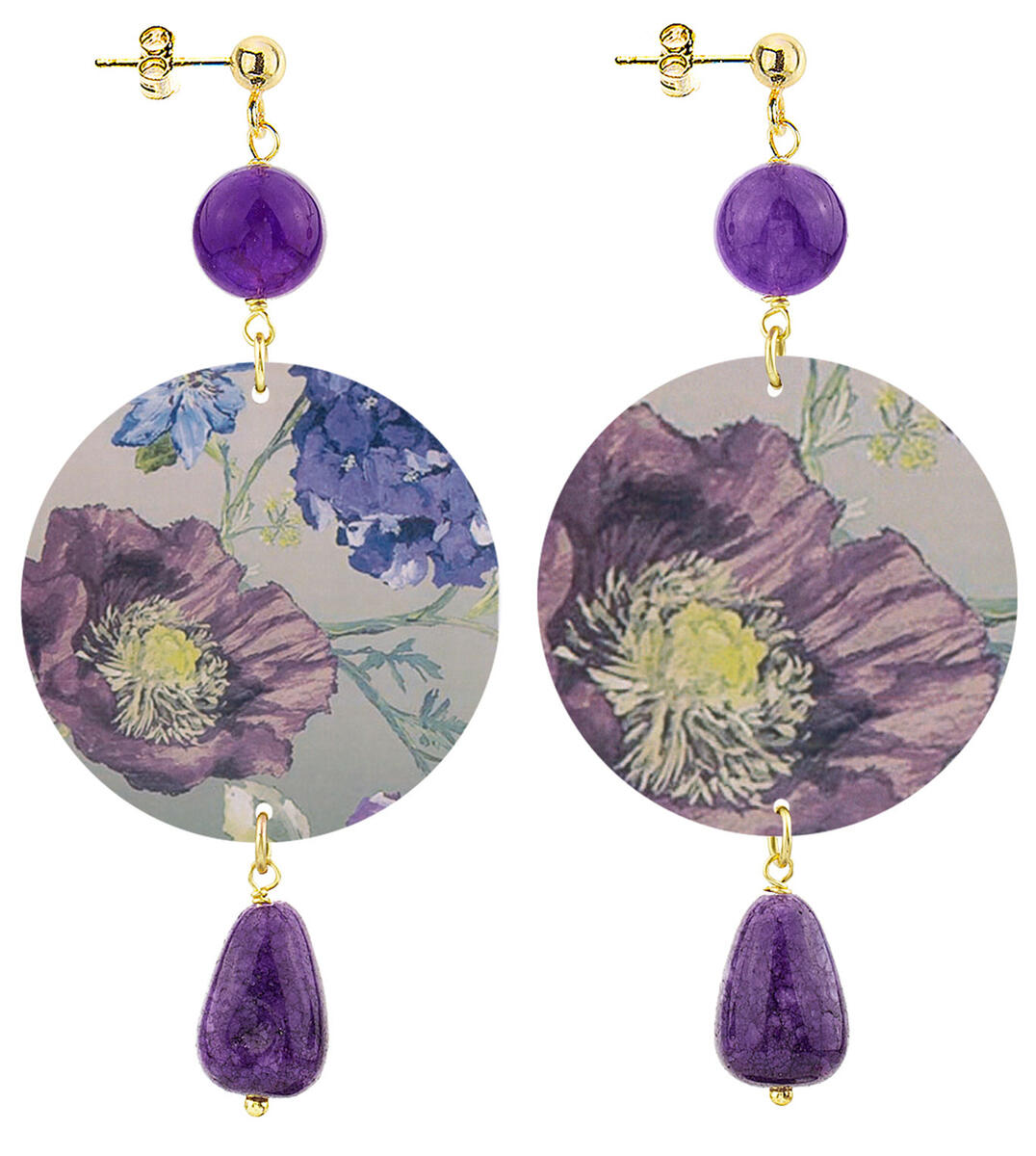Purple Flower Earrings - Lebole Maison