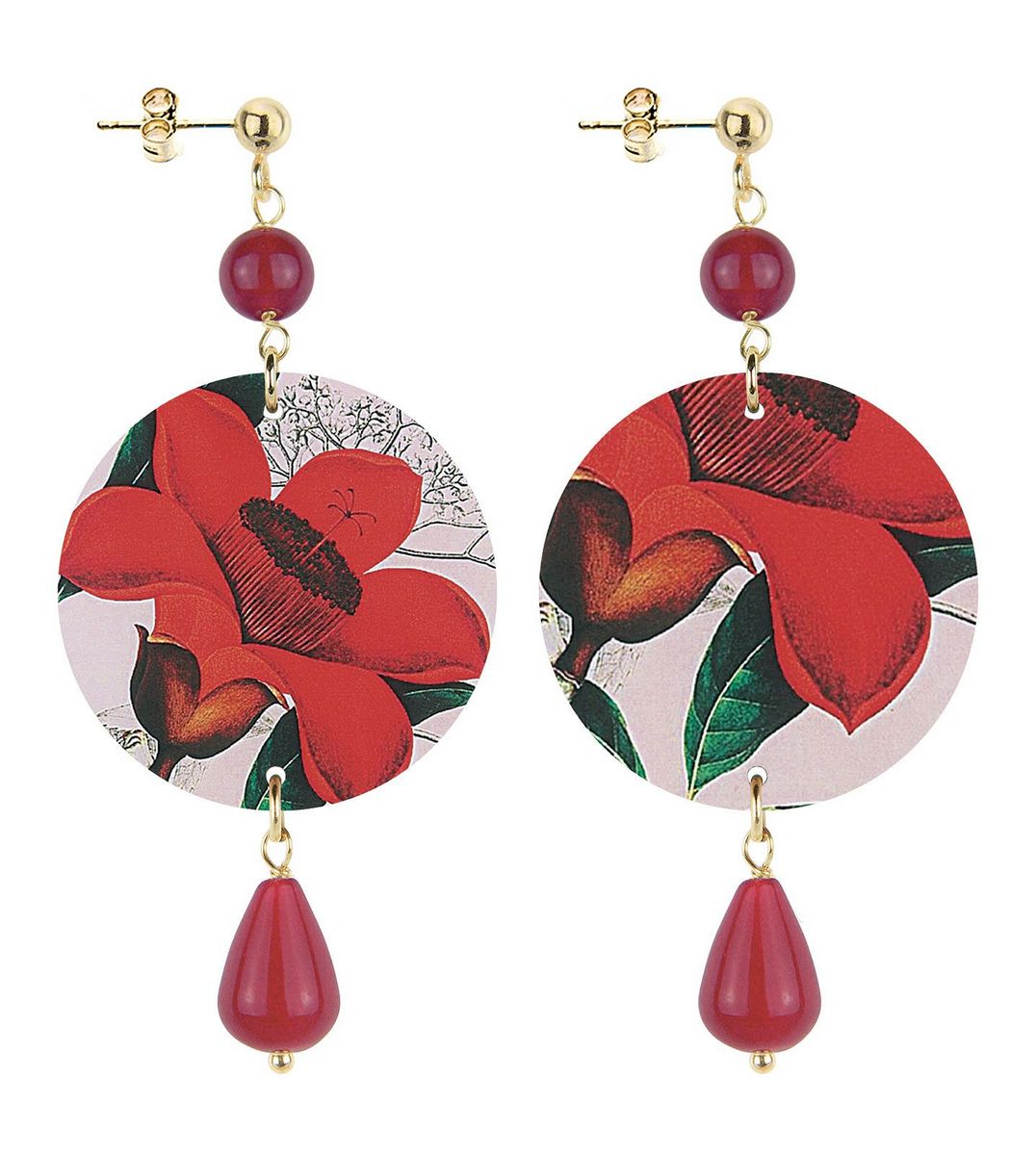 Orecchini Fiore Rosso Piccolo Rubino - Lebole Maison