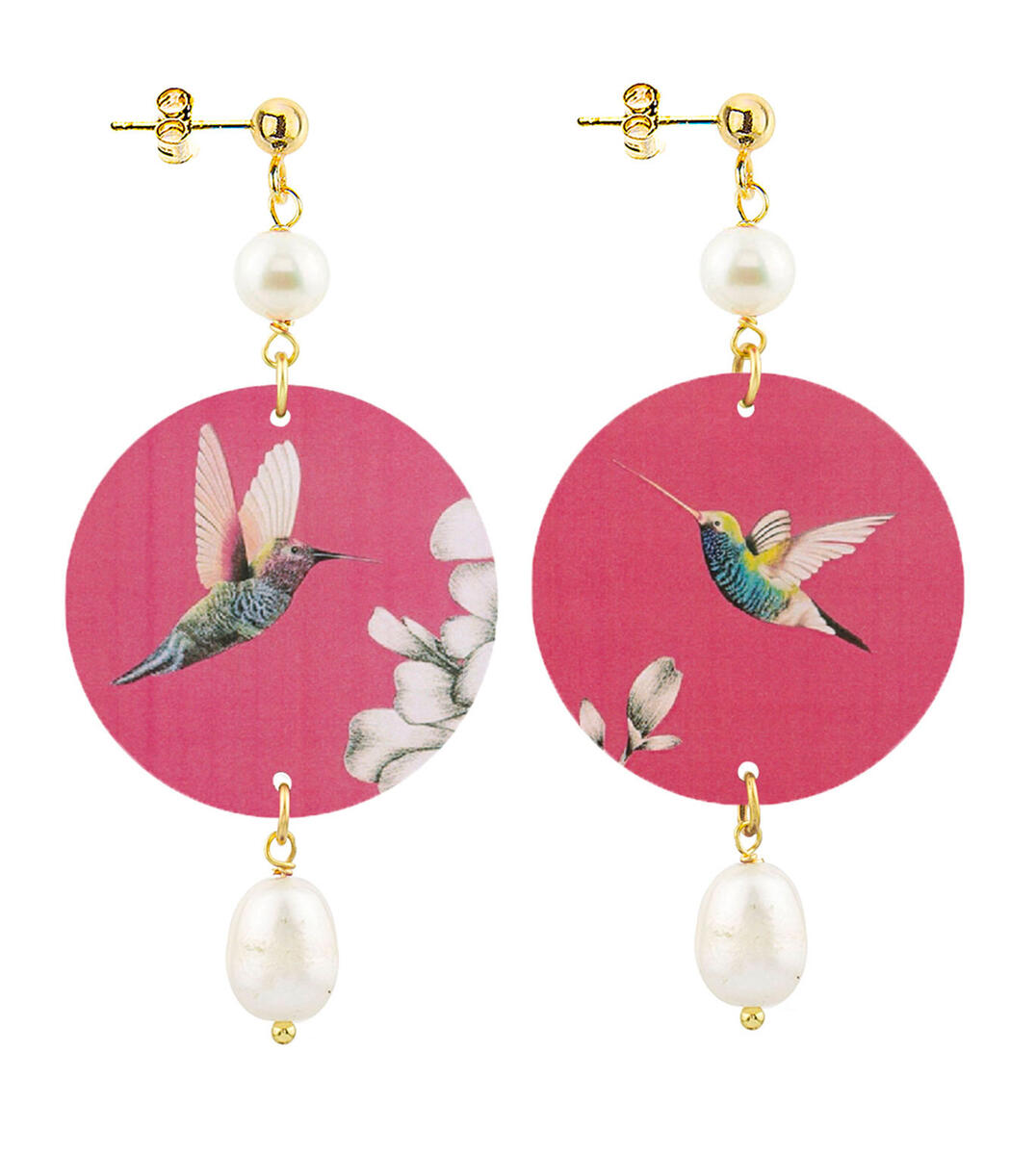Orecchini Colibr&igrave; Fondo Rosa Piccolo Perla - Lebole Maison