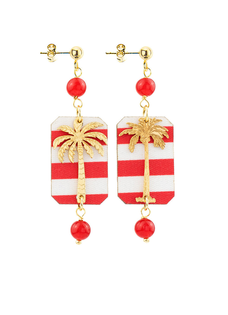 Palm Lines Mini Ruby Earrings - Lebole Maison