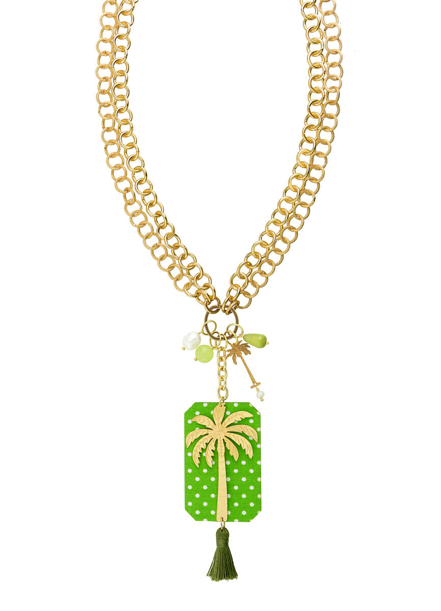 Green Polka Dot Double Palm Necklace - Lebole Maison