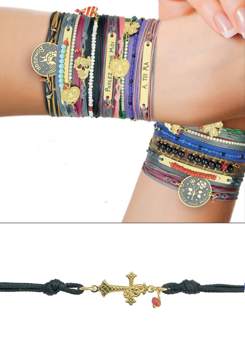 Bracciale Bond Croce Farfalla Nero - Lebole Maison