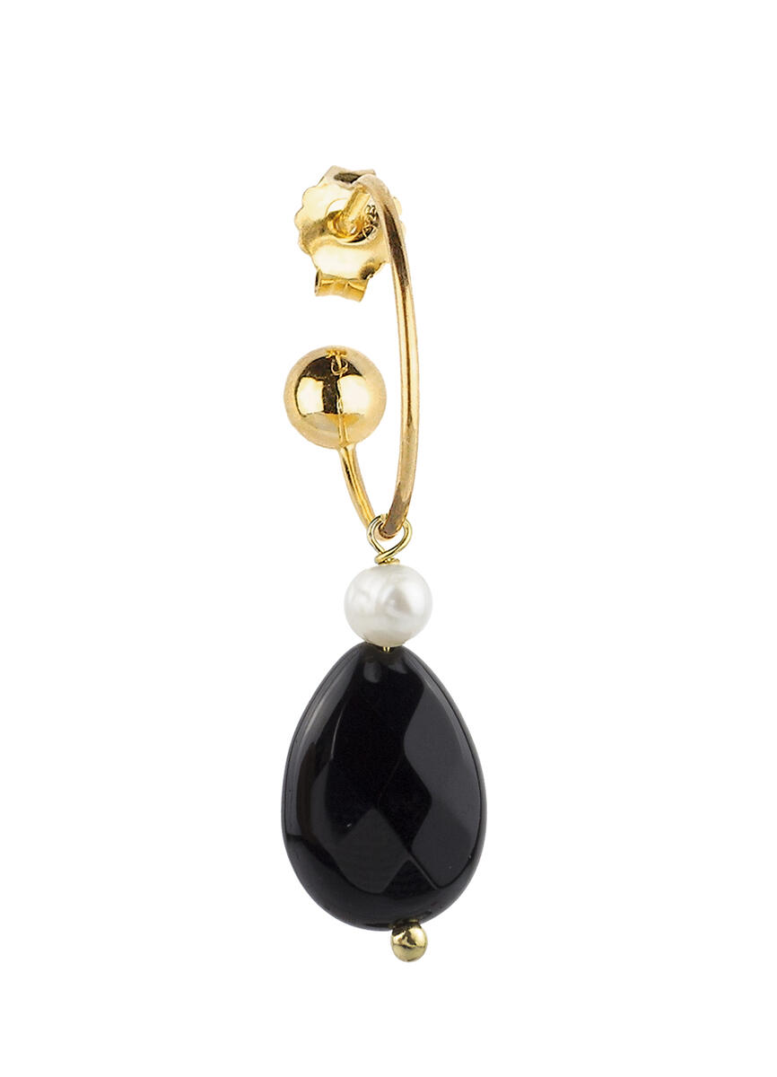 Black Faceted Drop Earring - Lebole Maison
