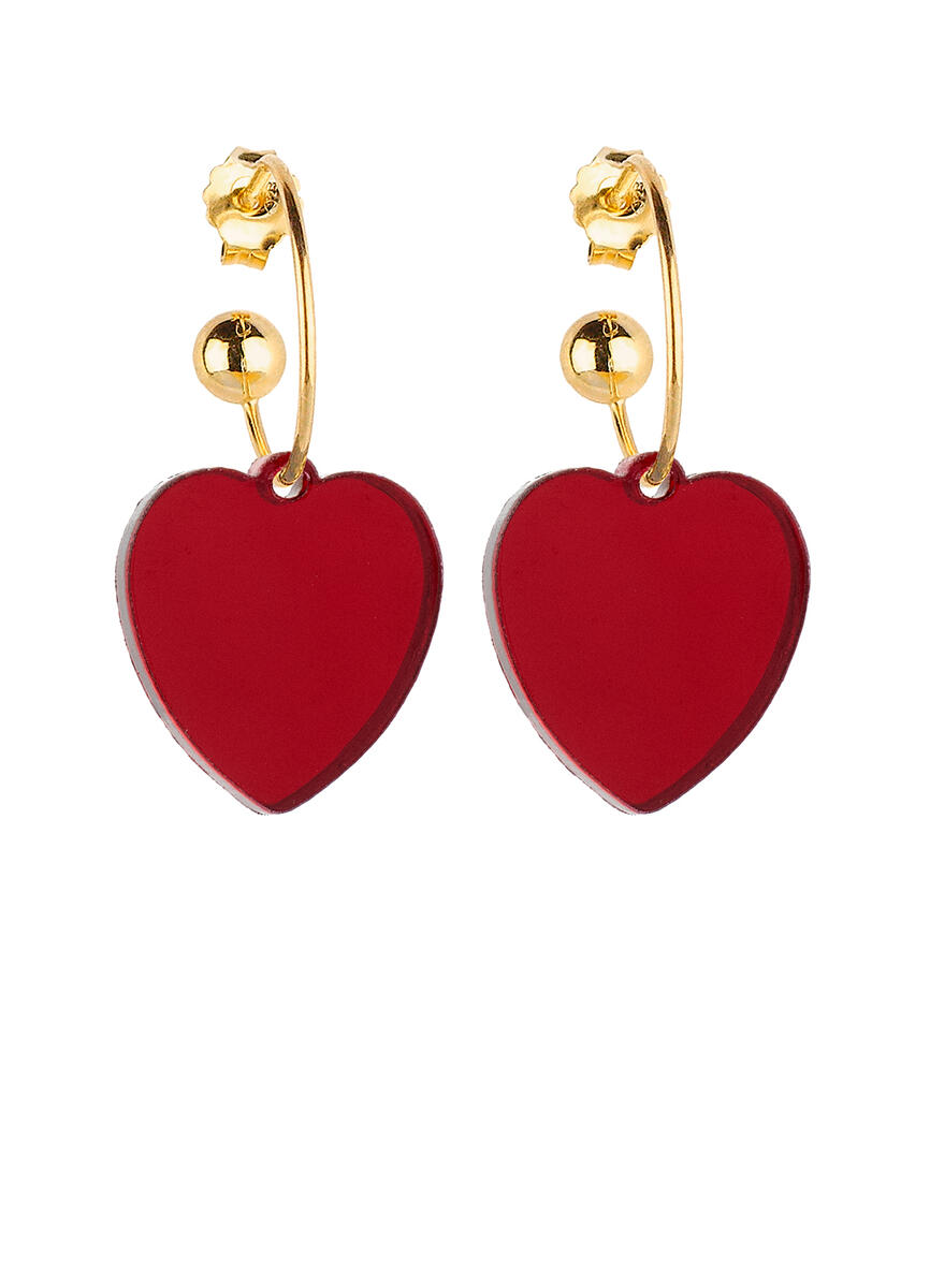 Orecchini Hoop Cuore Plexi Rosso - Lebole Maison