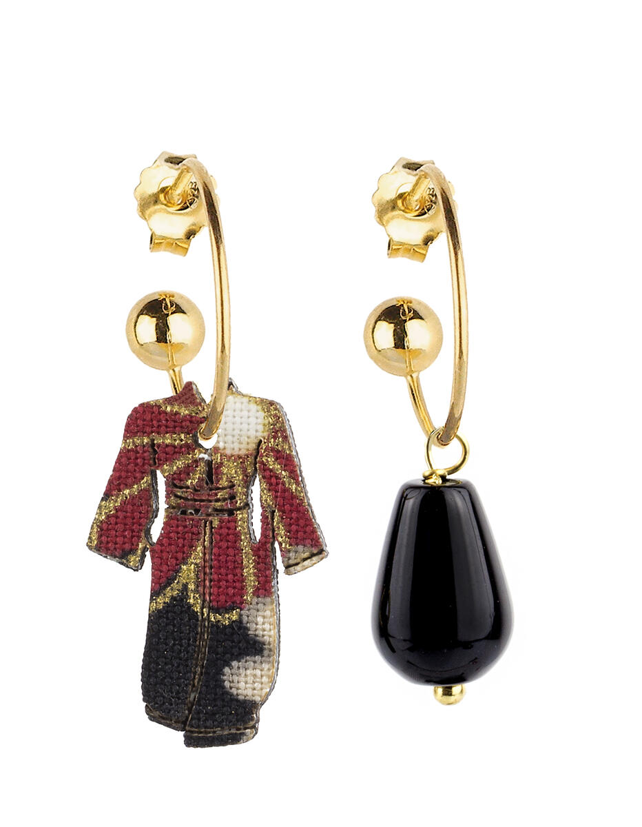 Black Kimono Hoop Earrings - Lebole Maison