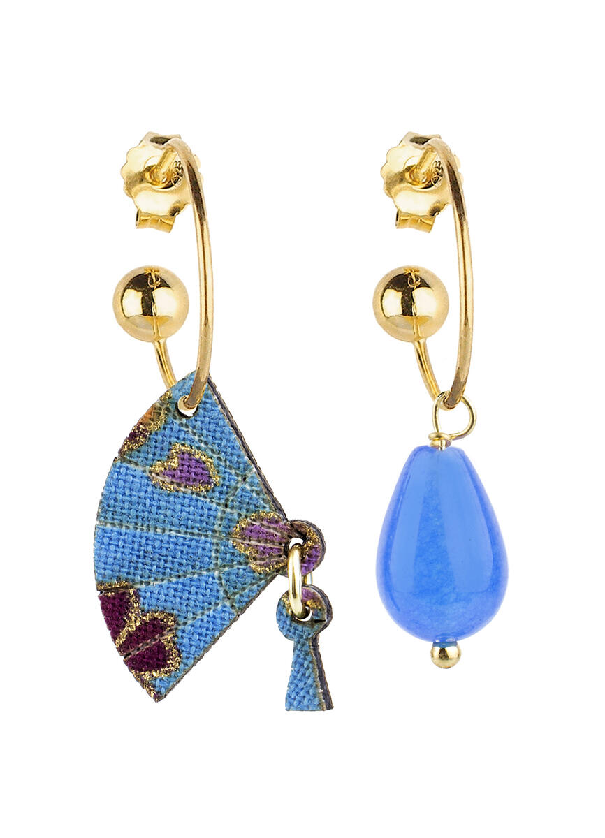 Blue Fan Hoop Earrings - Lebole Maison
