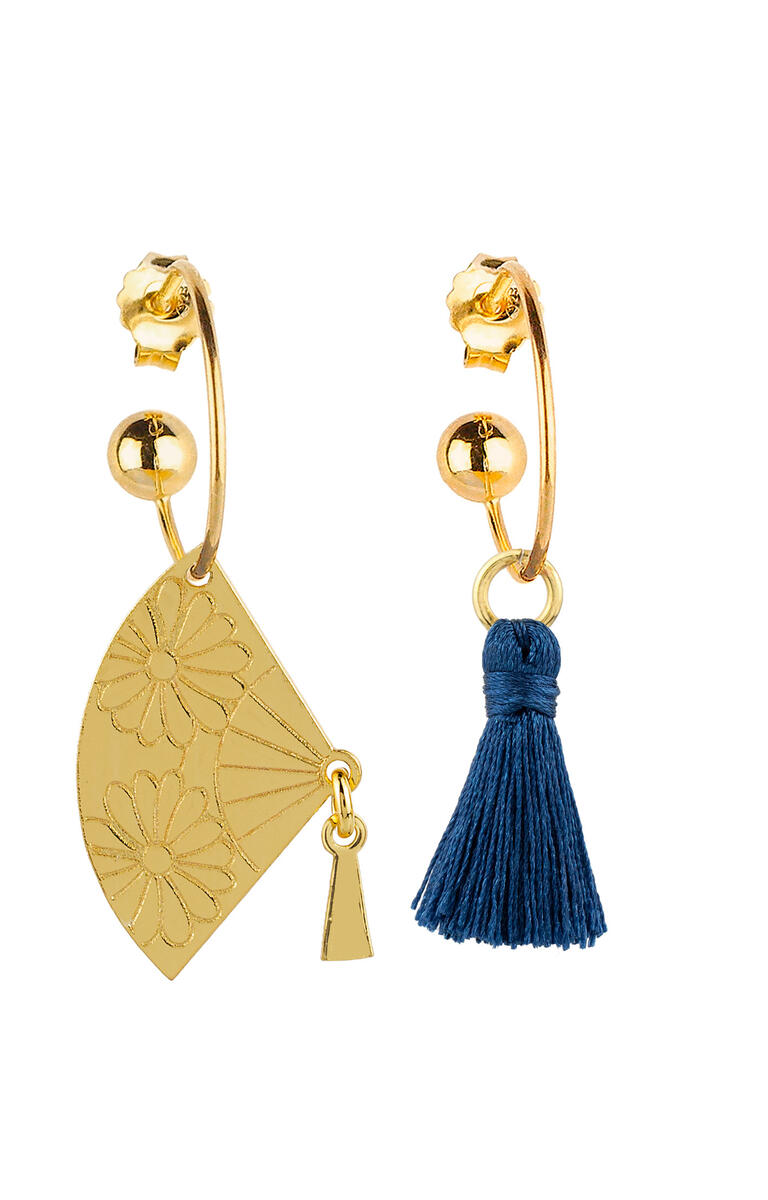 Orecchini Hoop Ventaglio Nappa Blu - Lebole Maison