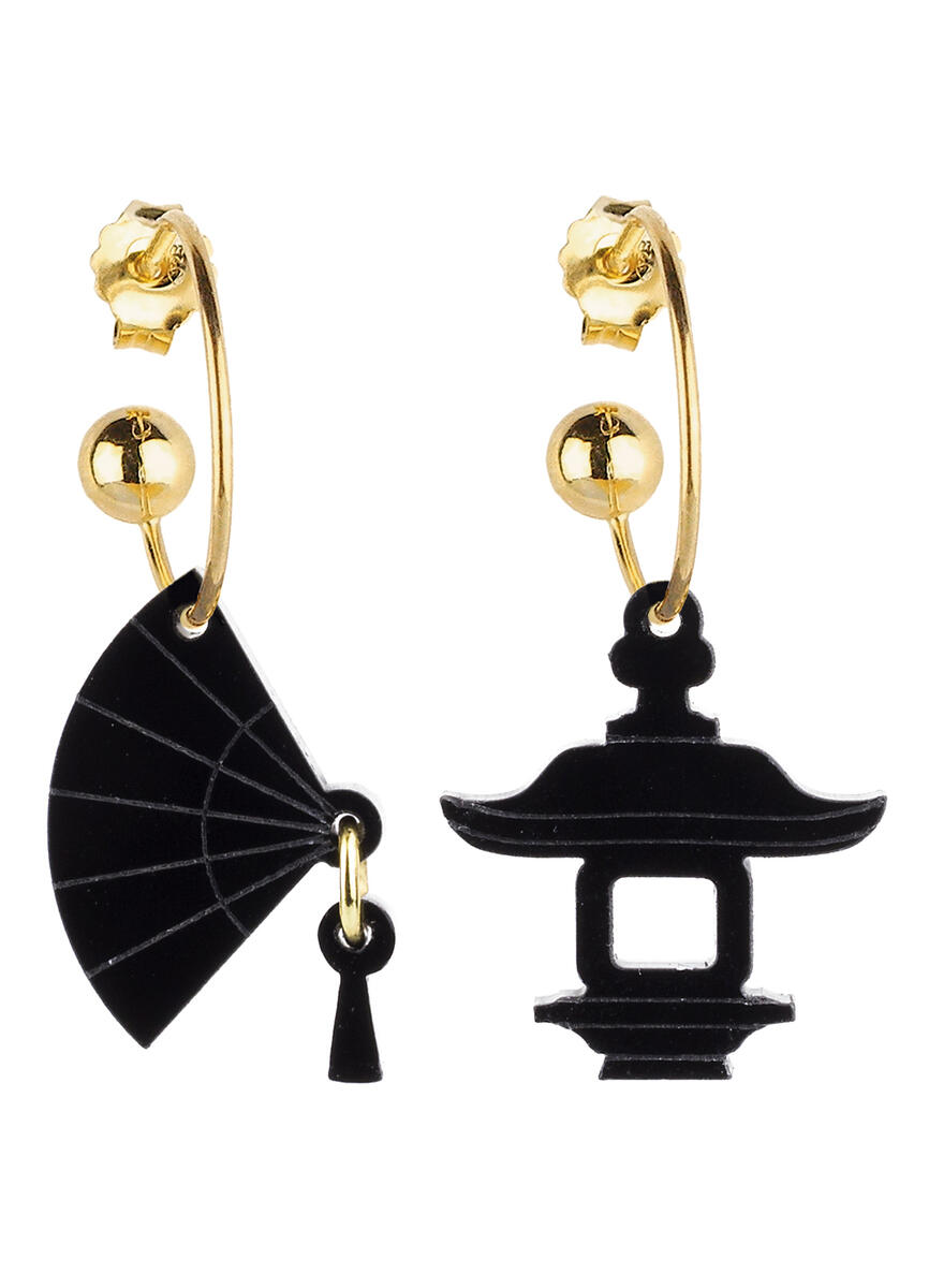 Black Plexi Fan Hoop Earrings - Lebole Maison