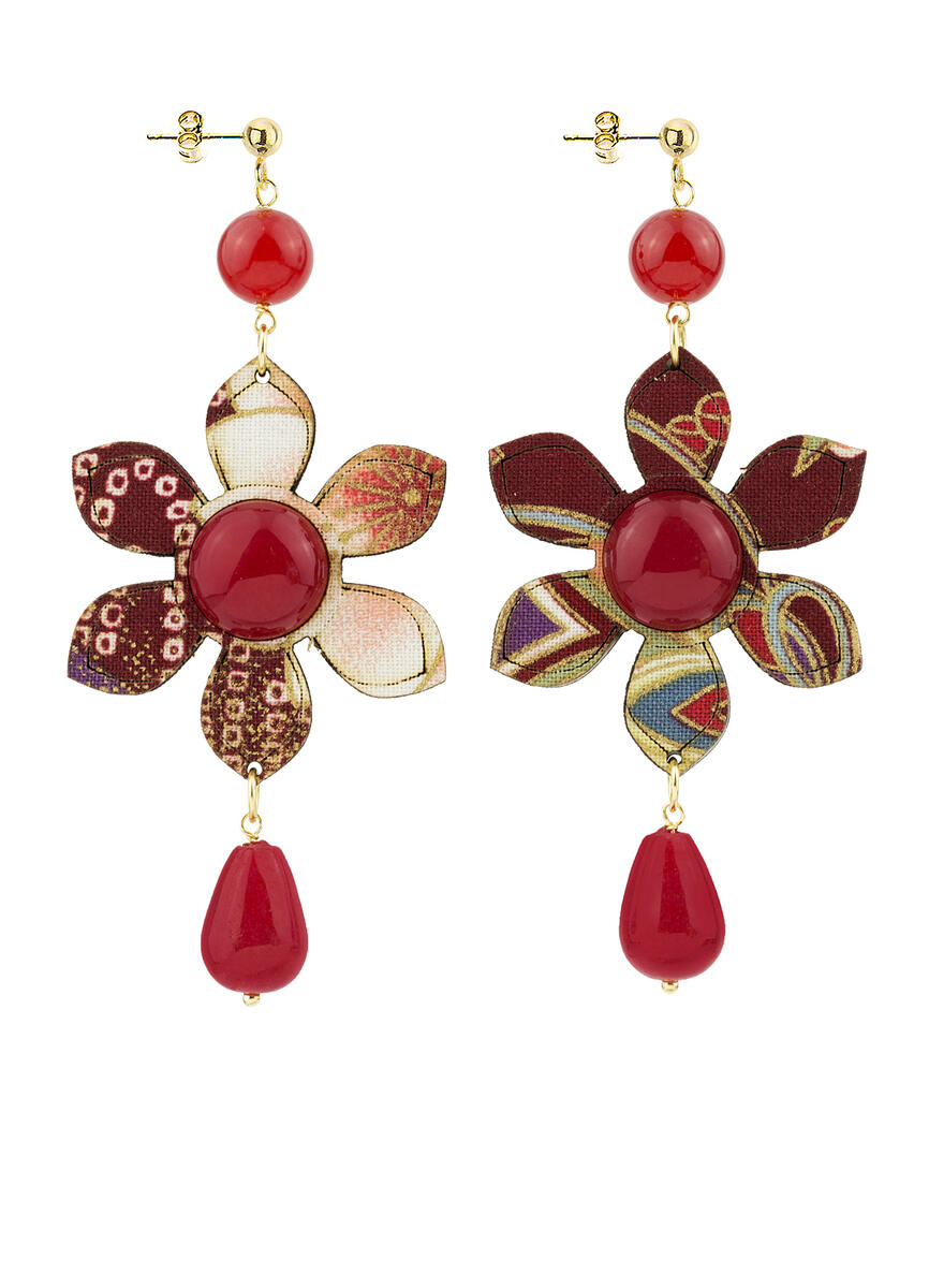 Orecchini Fiore Pietra Rubino - Lebole Maison