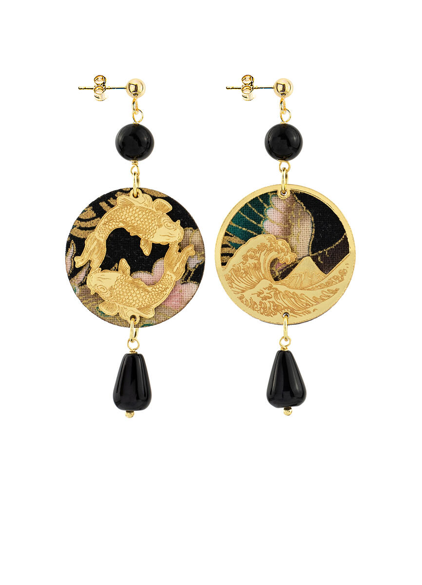 Orecchini Tondo Carpa Mini Nero - Lebole Maison