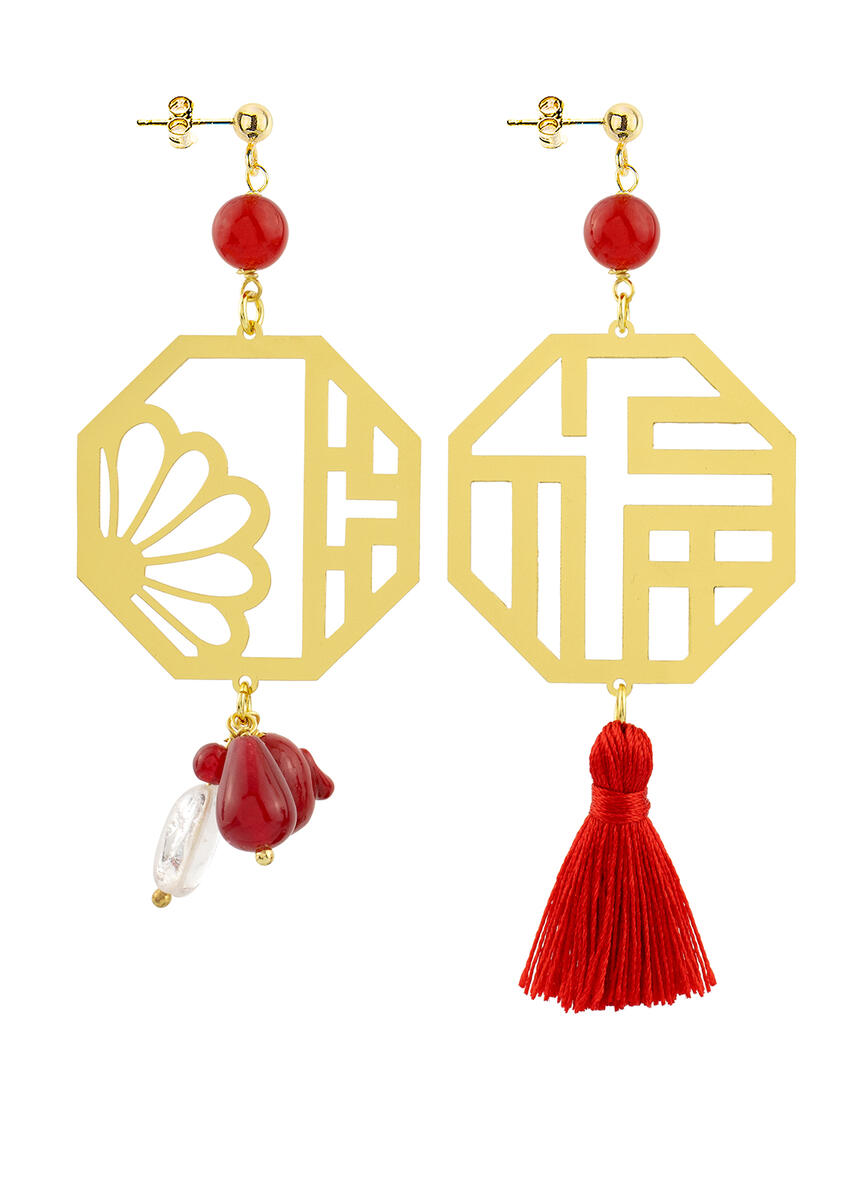 Lu Gold Earrings Large Ruby - Lebole Maison