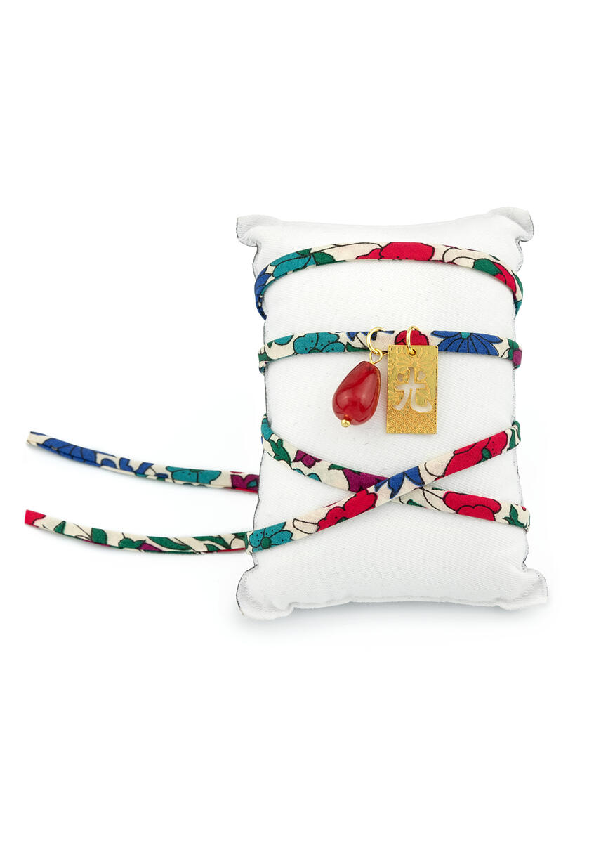 Bracciale Tessuto Fiori Ideogramma Rubino - Lebole Maison