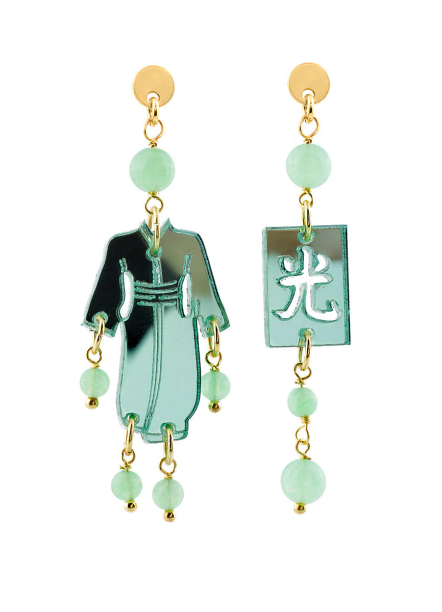 Orecchini Kimono Plexi Mini Verde Giada - Lebole Maison
