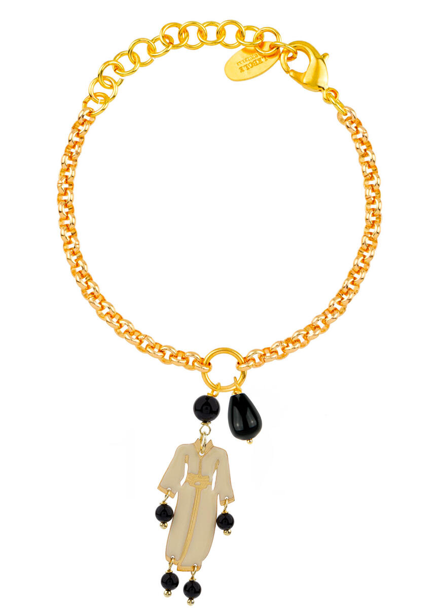 Bracciale Kimono Smalto Bianco Mini Nero - Lebole Maison