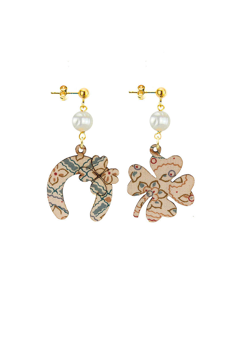 Orecchini Quadrifoglio E Ferro Di Cavallo Mini Perla - Lebole Maison