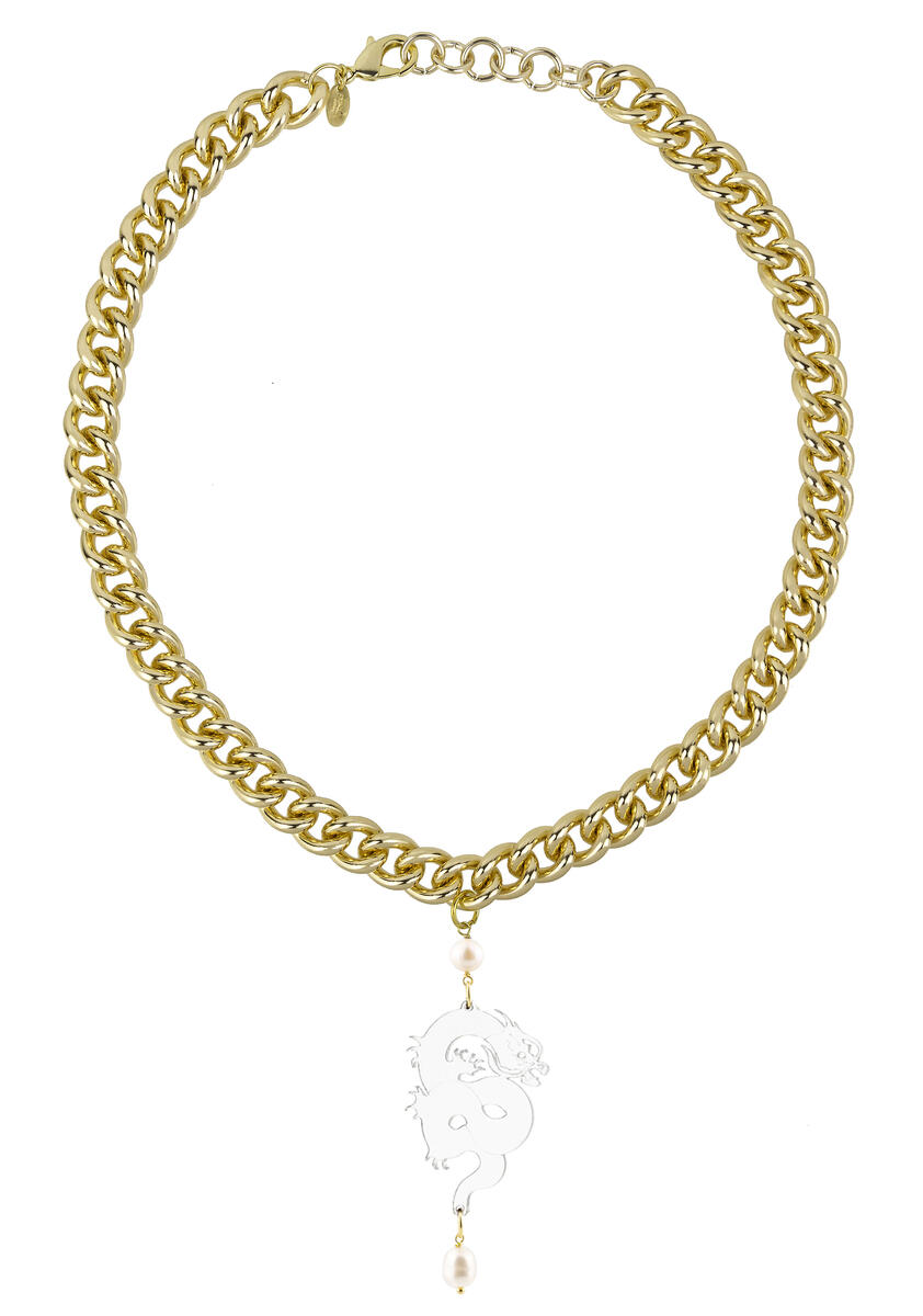 Collana Mito Plexi Trasparente Perla - Lebole Maison
