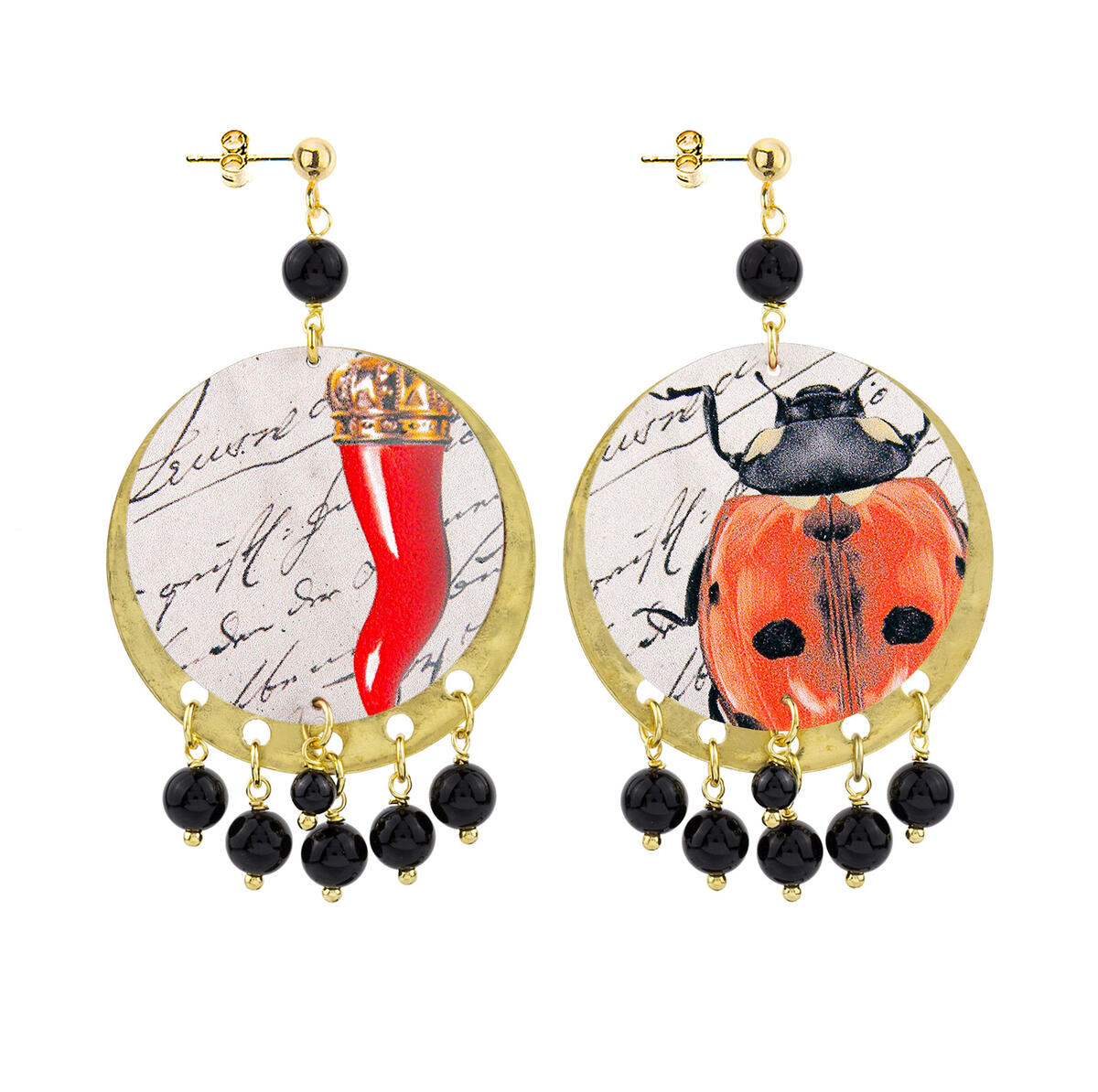 Classic Black Ladybug Earrings - Lebole Maison