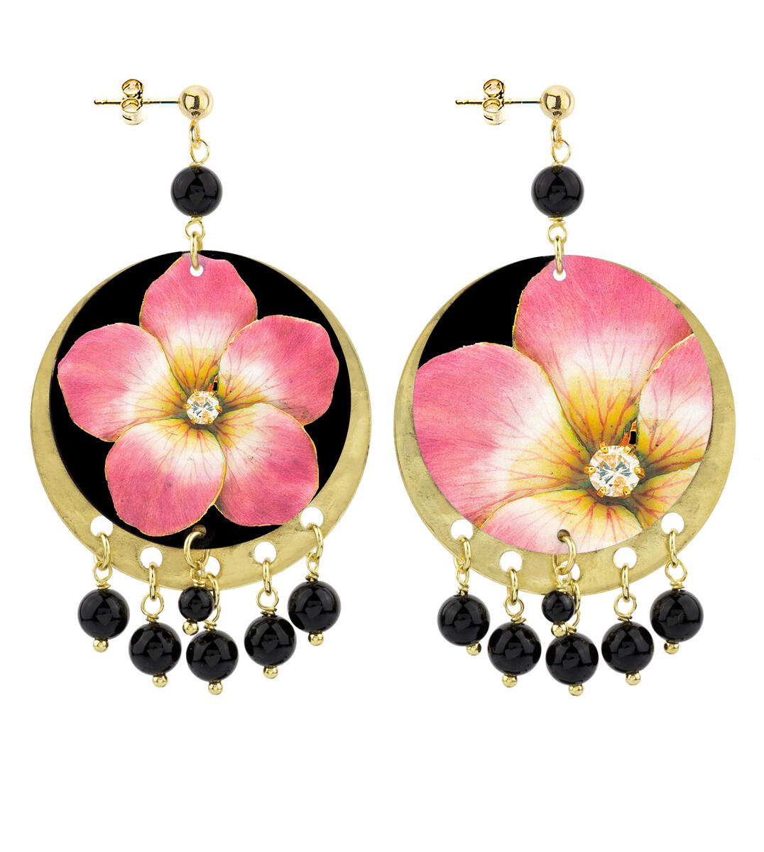 Orecchini Fiore Rosa Classico Nero - Lebole Maison