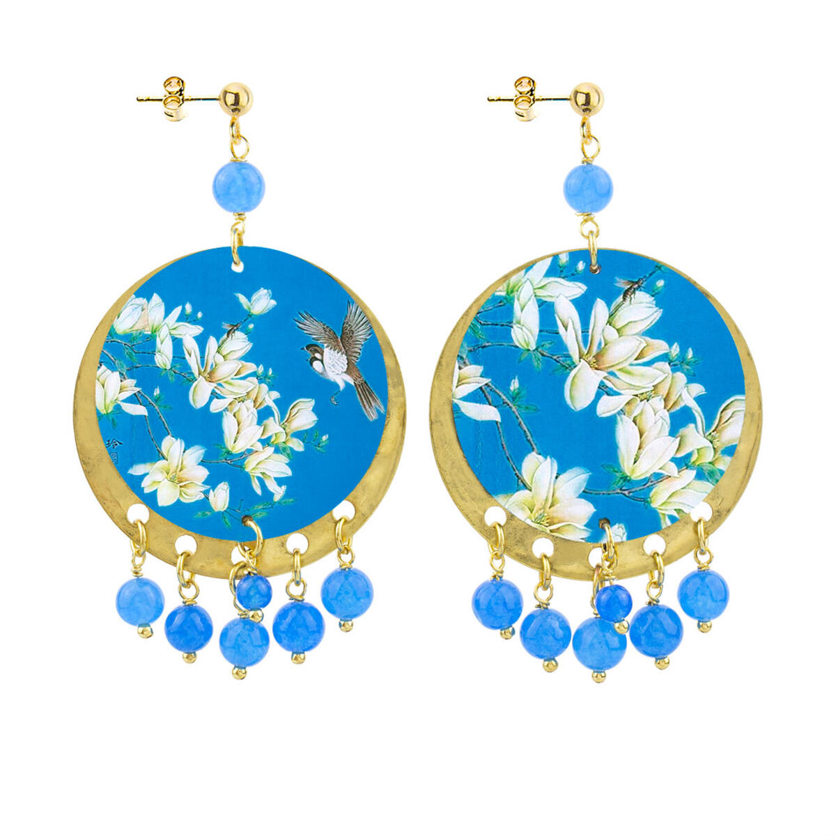 Classic Blue White Flower Earrings - Lebole Maison