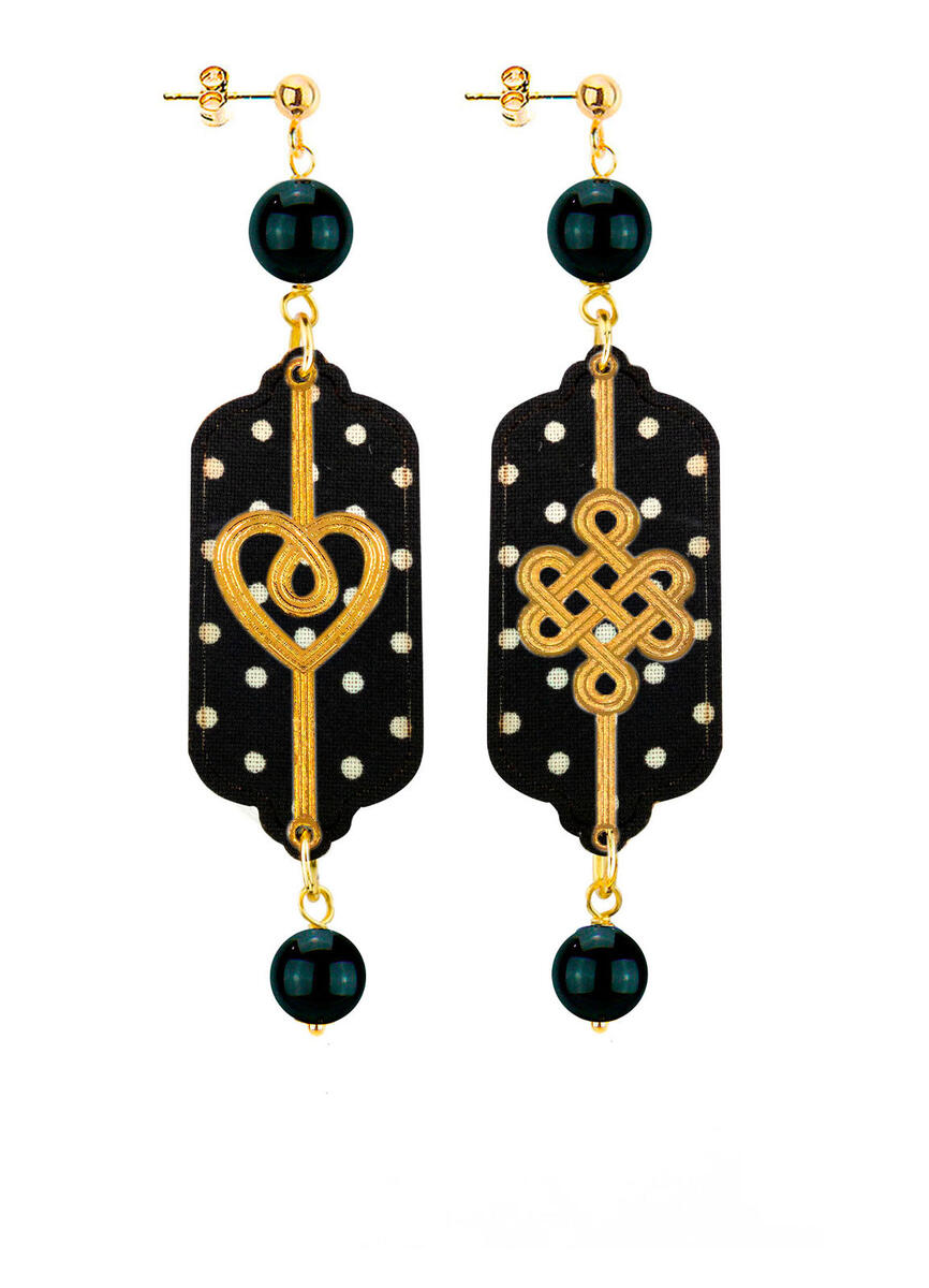 Mini Black Heart And Infinity Earrings - Lebole Maison