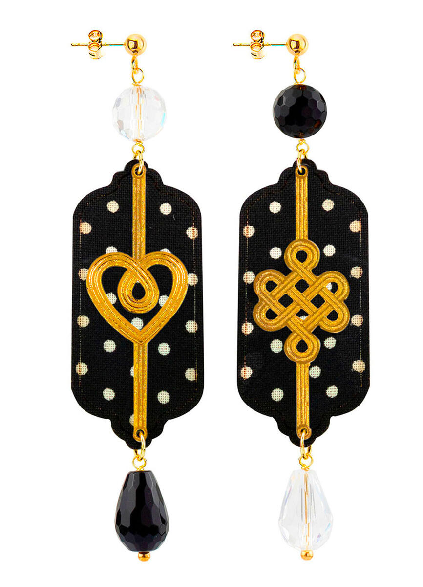 Orecchini Cuore E Infinito Pois Nero - Lebole Maison