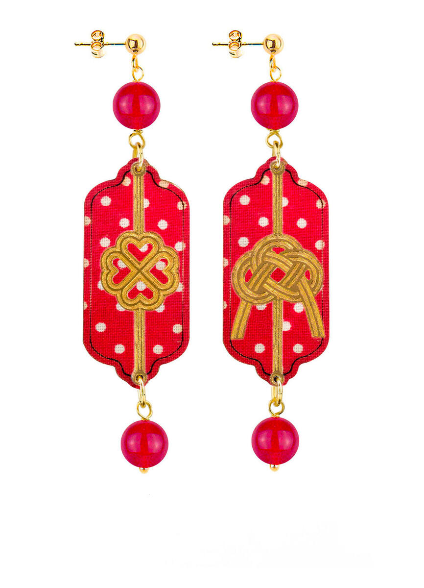 Orecchini Pois Quadrifoglio E Nodo Mini Rubino - Lebole Maison