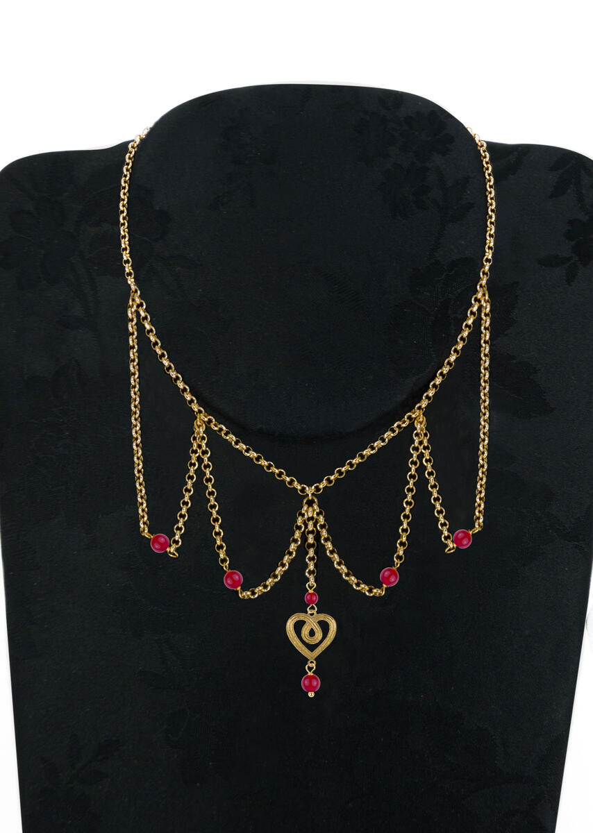 Ruby Heart Curtain Chain Necklace - Lebole Maison