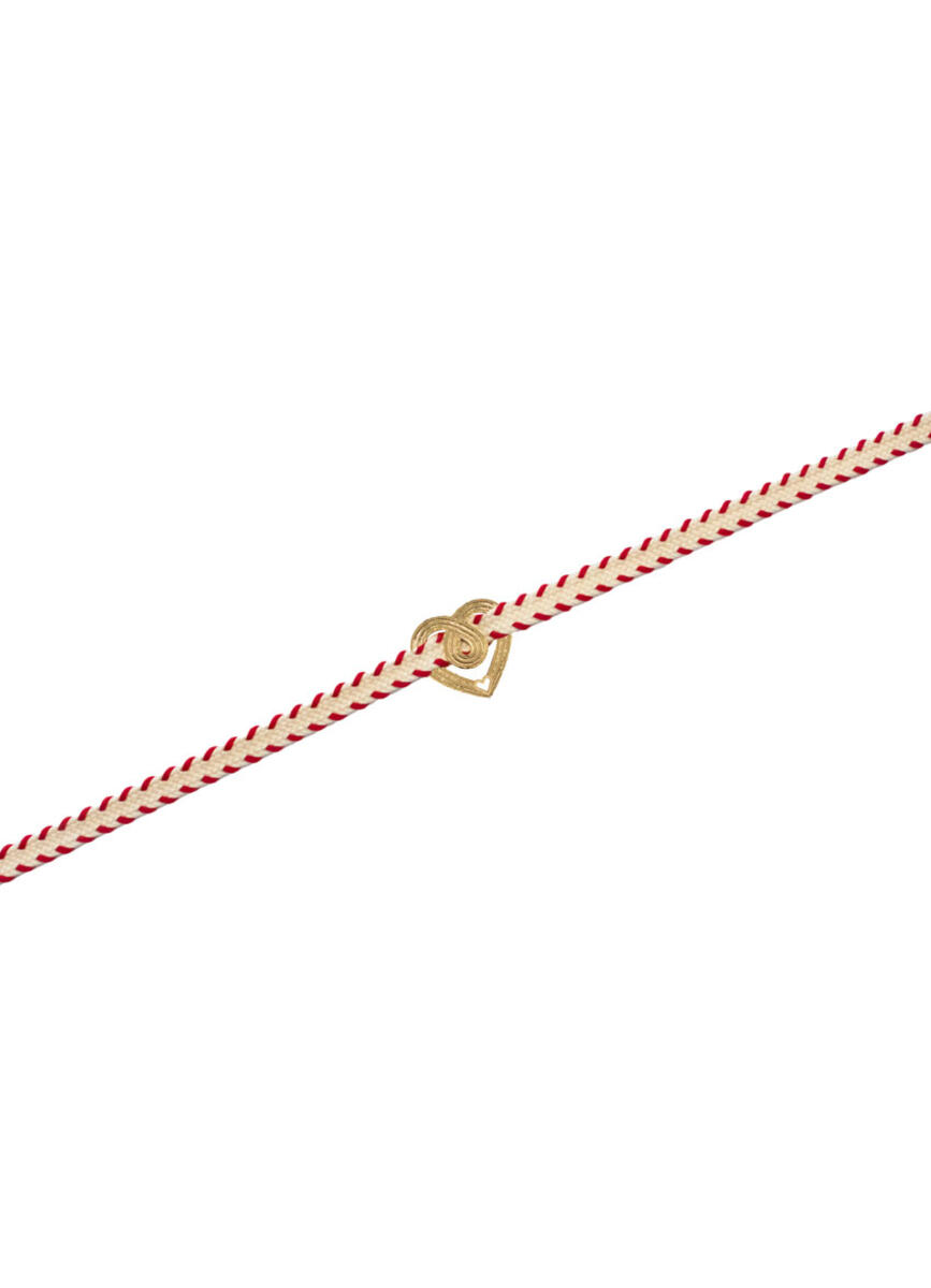 Bracciale Cuore Tessuto Bianco E Rosso - Lebole Maison