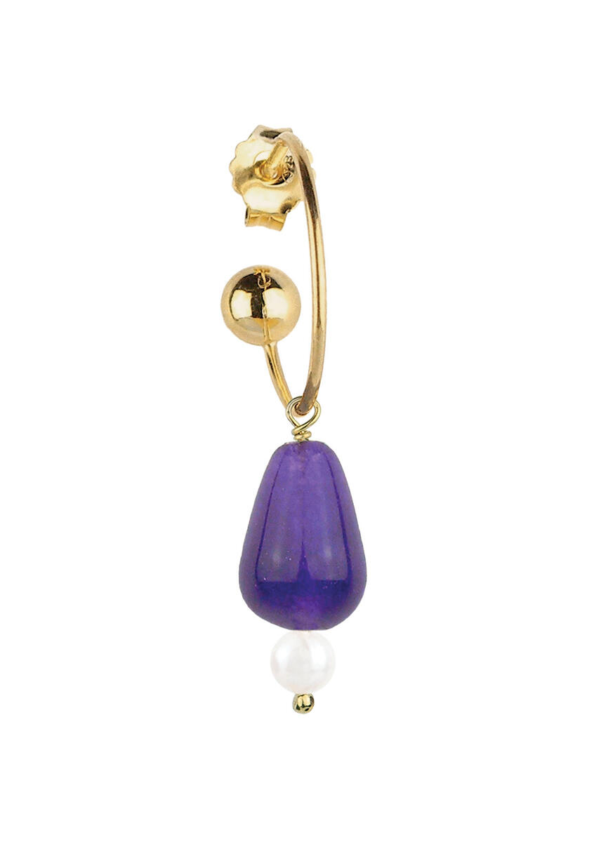 Purple Pearl Drop Hoop Earring - Lebole Maison