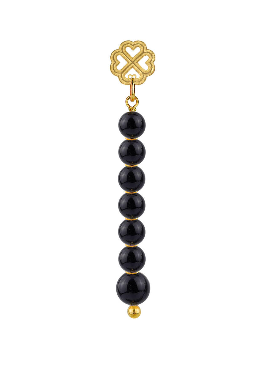 Long Four-leaf Clover Earring With Pink Stones - Lebole Maison