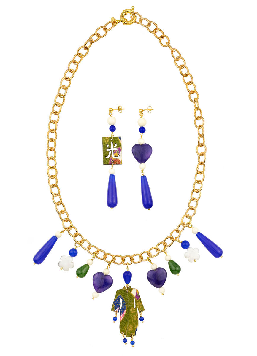 Solo Io Blue Kimono Choker Set - Lebole Maison