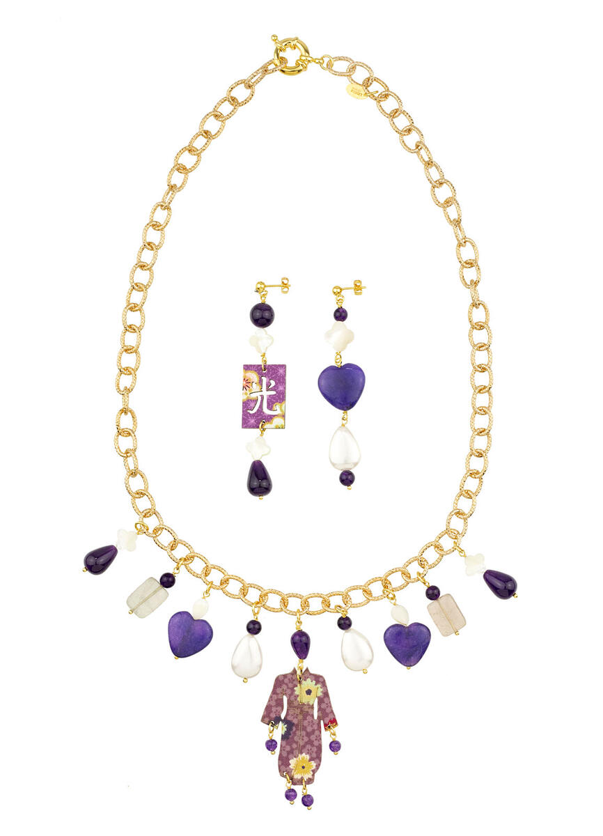 Parure Girocollo Kimono Solo Io Viola - Lebole Maison